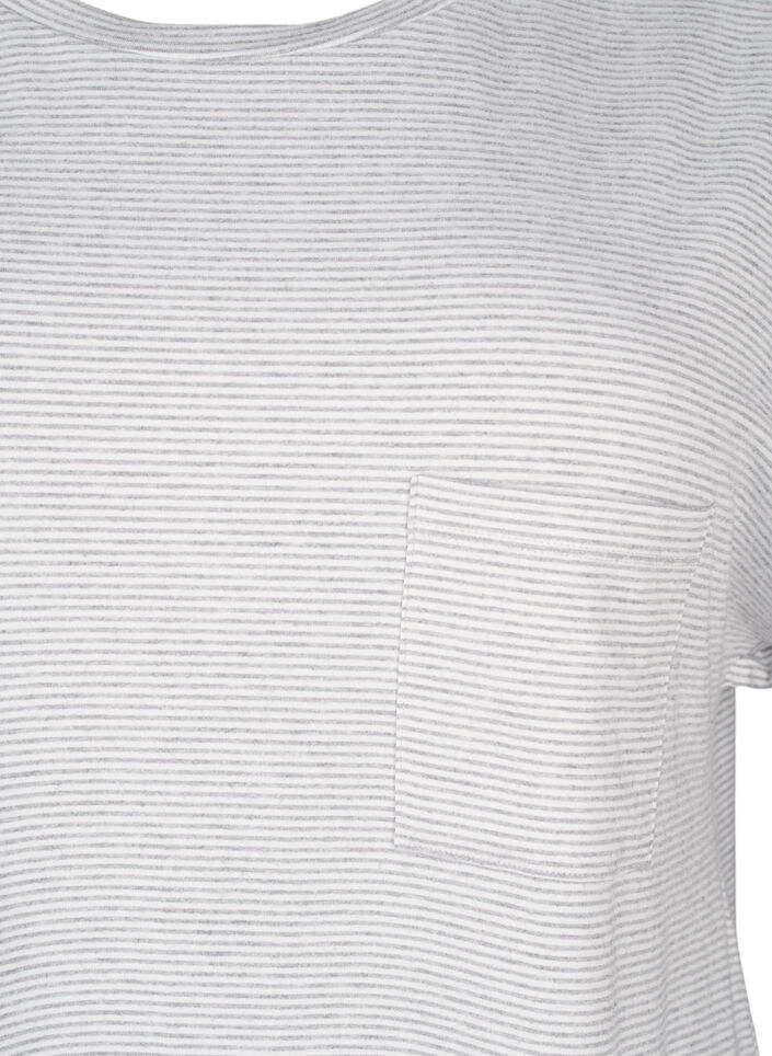 Gestreiftes Nachthemd mit kurzen Ärmeln, Grau, Packshot image number 2