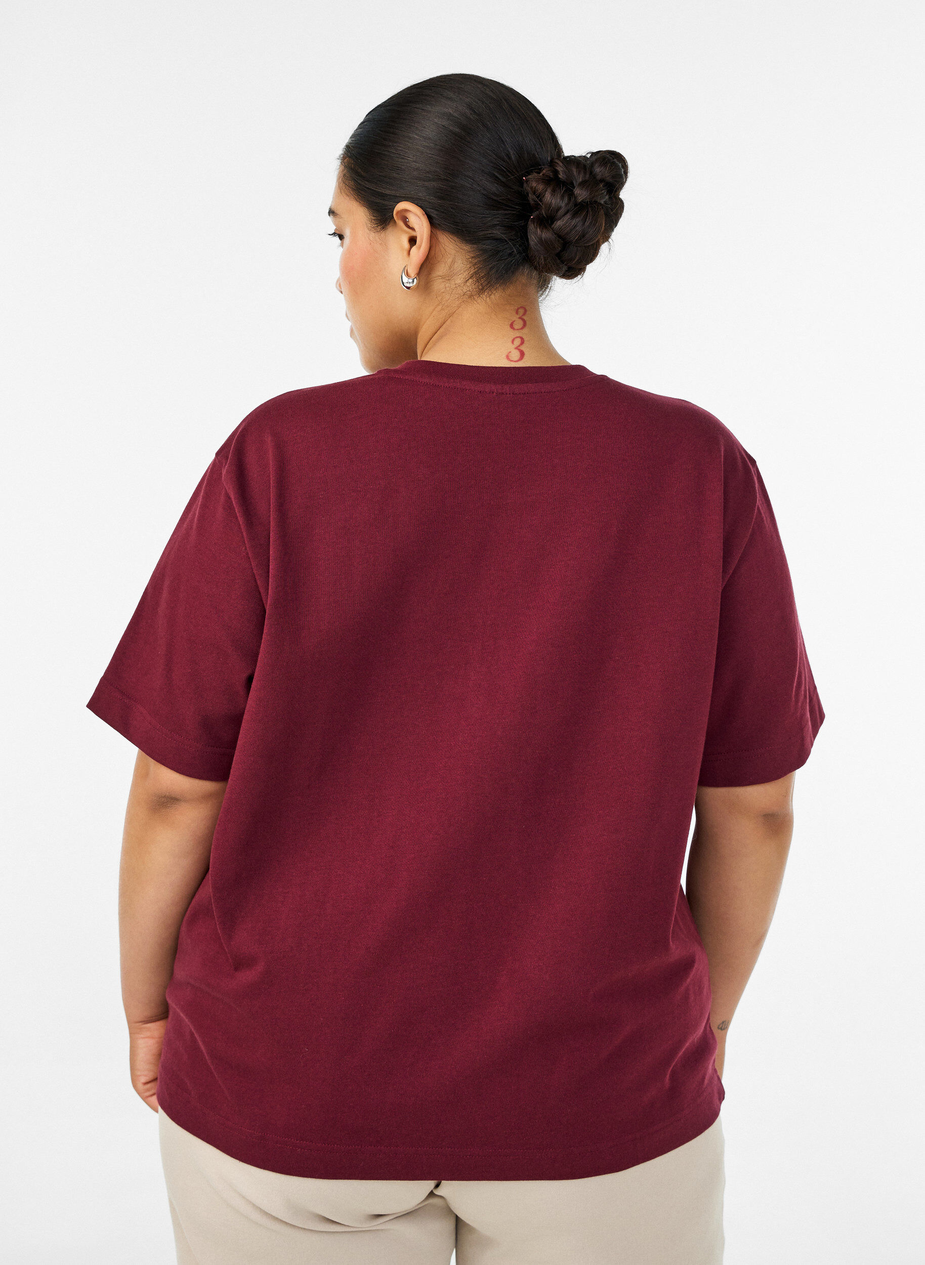 ZizziKastiges T-Shirt aus Baumwolle, Rot, Model image number 2