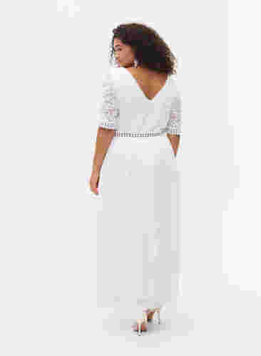 Maxikleid mit Rückenausschnitt und kurzen Ärmeln, Bright White, Model image number 1