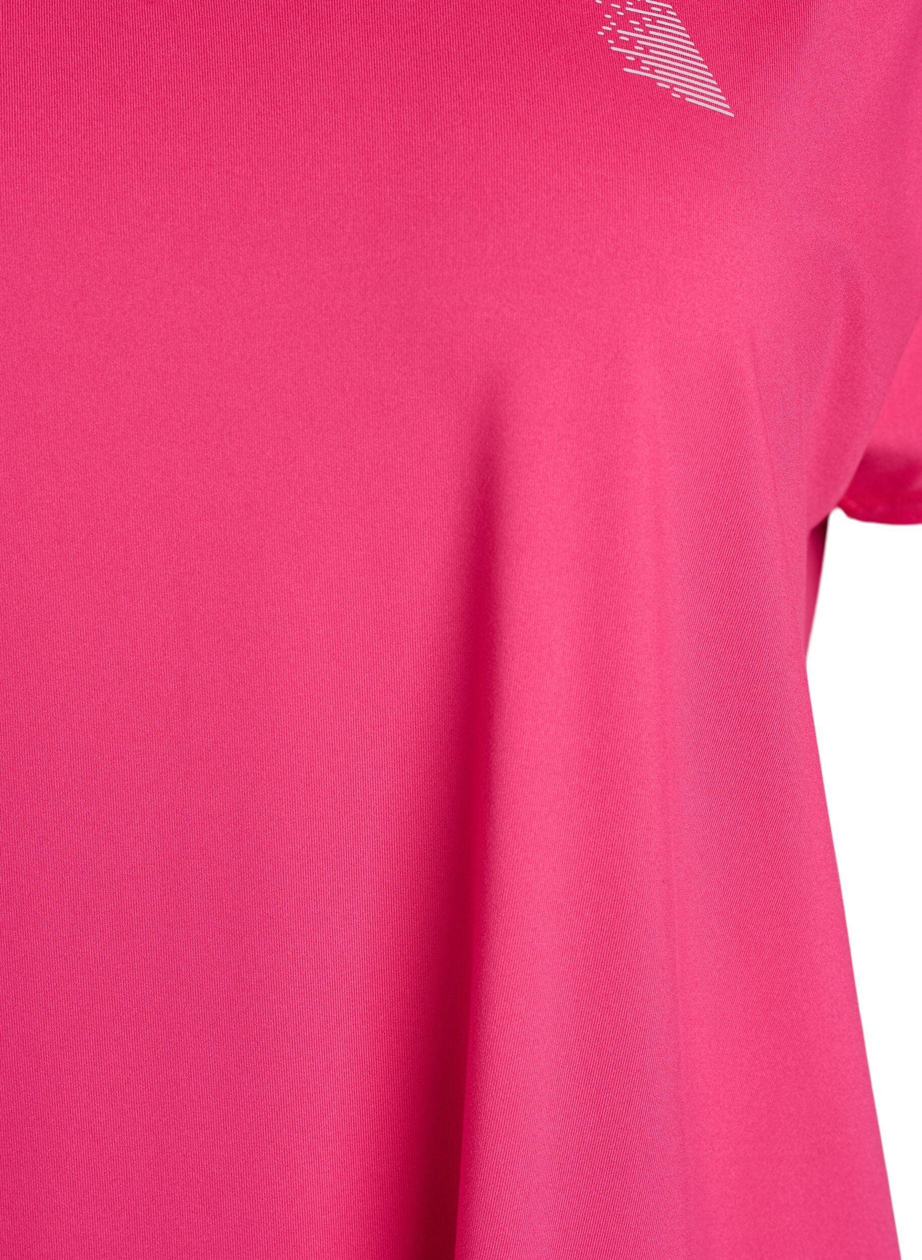 ZizziKurzarm Trainingsshirt mit V-Ausschnitt, Pink, Packshot image number 2