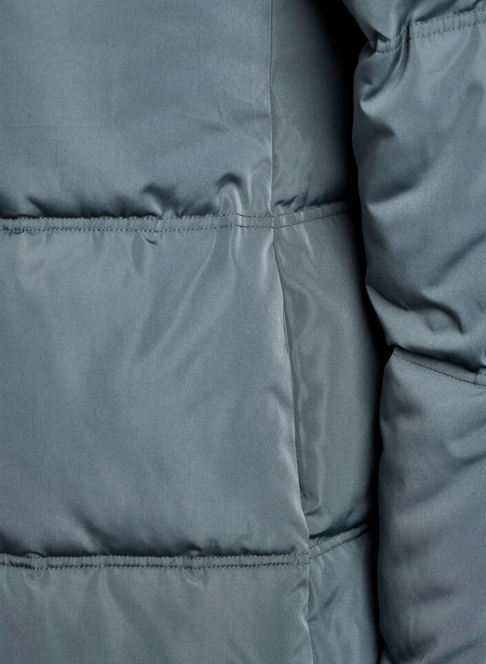 Lange Steppjacke mit Kapuze, Blau, Packshot