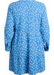 Kurzes Kleid aus gemustertem Baumwoll-Musselin, Blau, Packshot image number 1