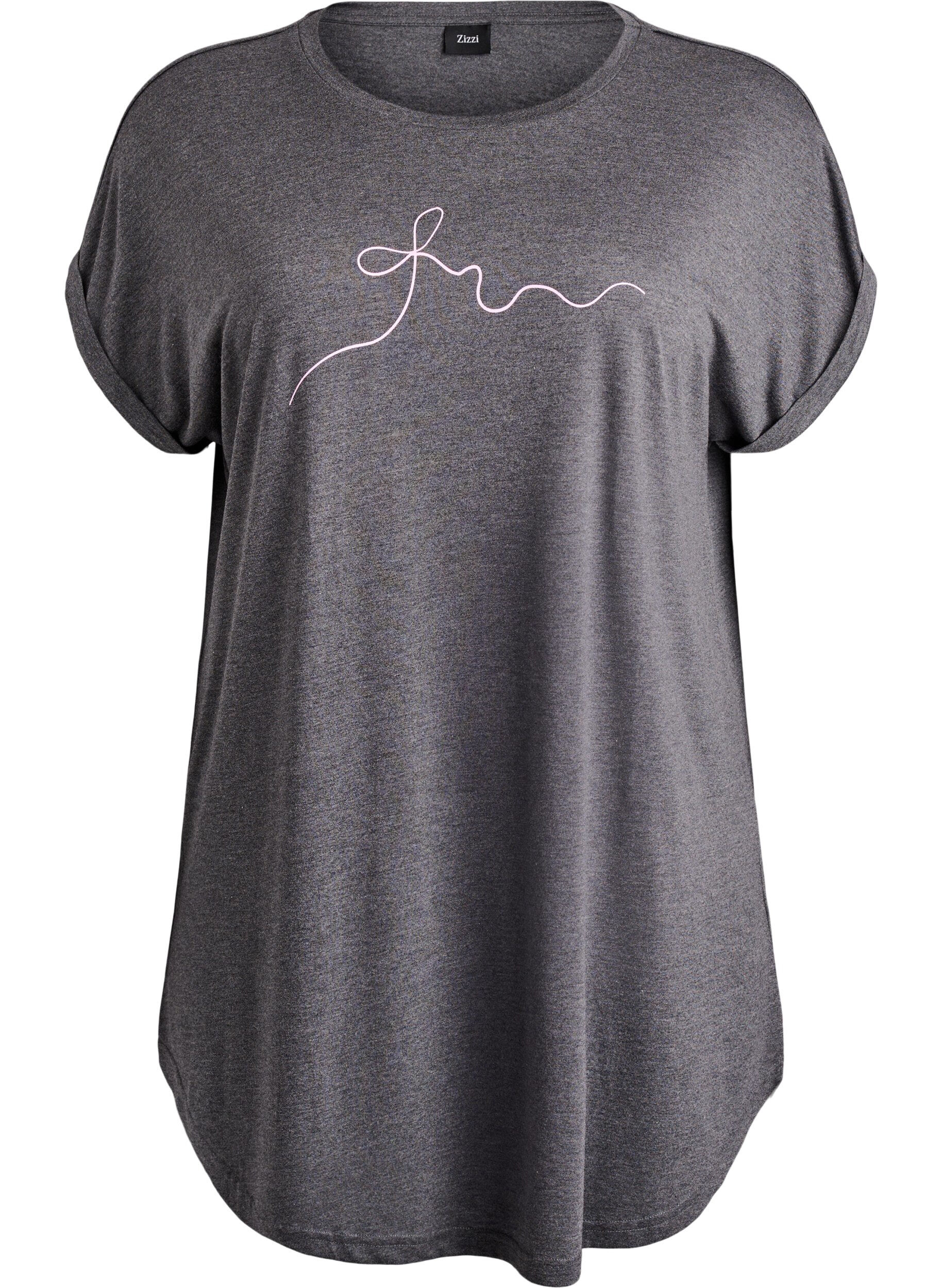 ZizziKurzarm-Nachthemd mit Textaufdruck, Schwarz, Packshot image number 0