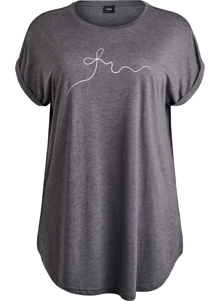 Kurzärmliges Nachthemd mit Textdruck, Schwarz, Packshot image number 0