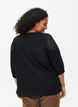 Bluse aus Baumwollmischung mit Leinen und H&auml;keldetails, Black, Model image number 1