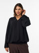 Bluse in Ballon-Silhouette mit V-Ausschnitt, Schwarz, Model image number 0