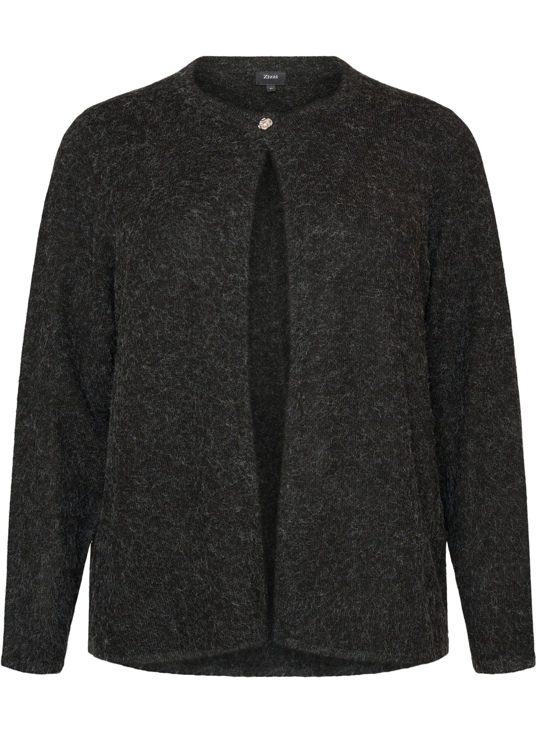 ZizziStrickjacke mit Rundhalsausschnitt und Knopfverschluss, Grau, Packshot image number 0