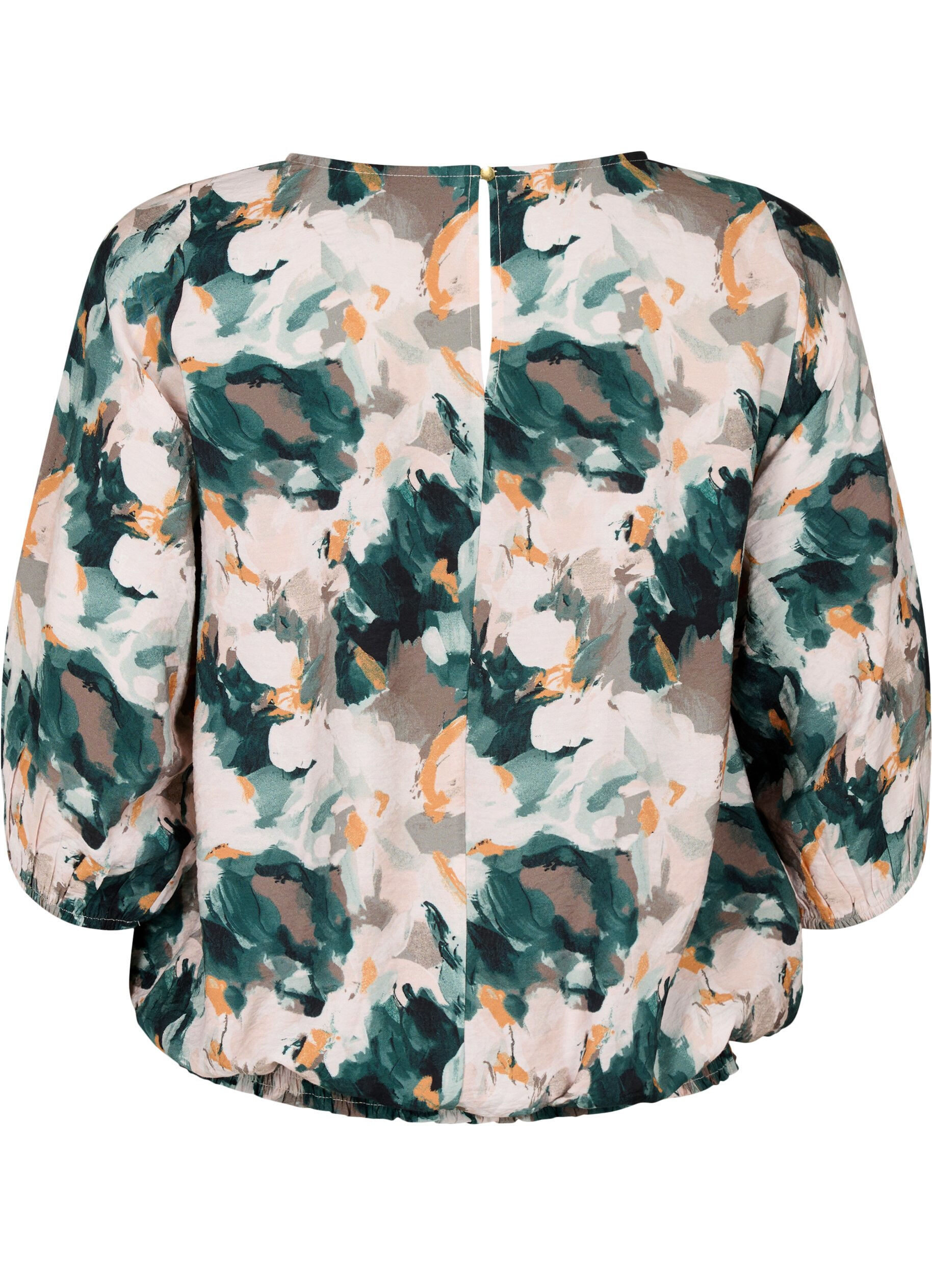 ZizziGesmokte Bluse aus Viskose mit Print, Duck Gr. Forest AOP, Packshot image number 1