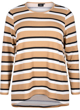 Gestreifte Bluse mit langen Ärmeln, Stripe, Packshot image number 0
