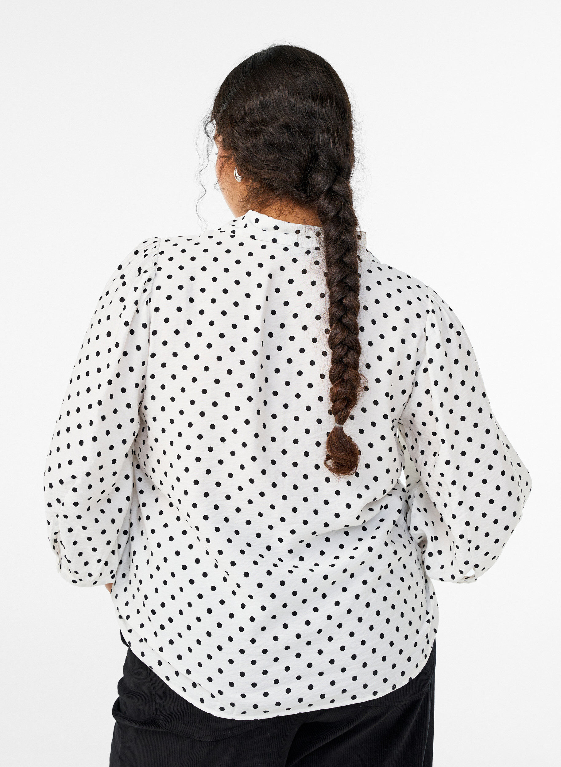 ZizziBluse mit P&uuml;nktchenmuster und 3/4-&Auml;rmeln, Wei&szlig;, Model image number 2