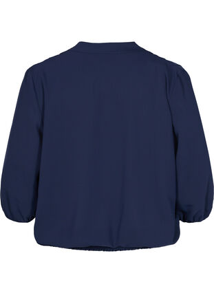 Bluse mit Wickel-Look, V-Ausschnitt und 3/4-Ärmel, Navy Blazer, Packshot image number 1