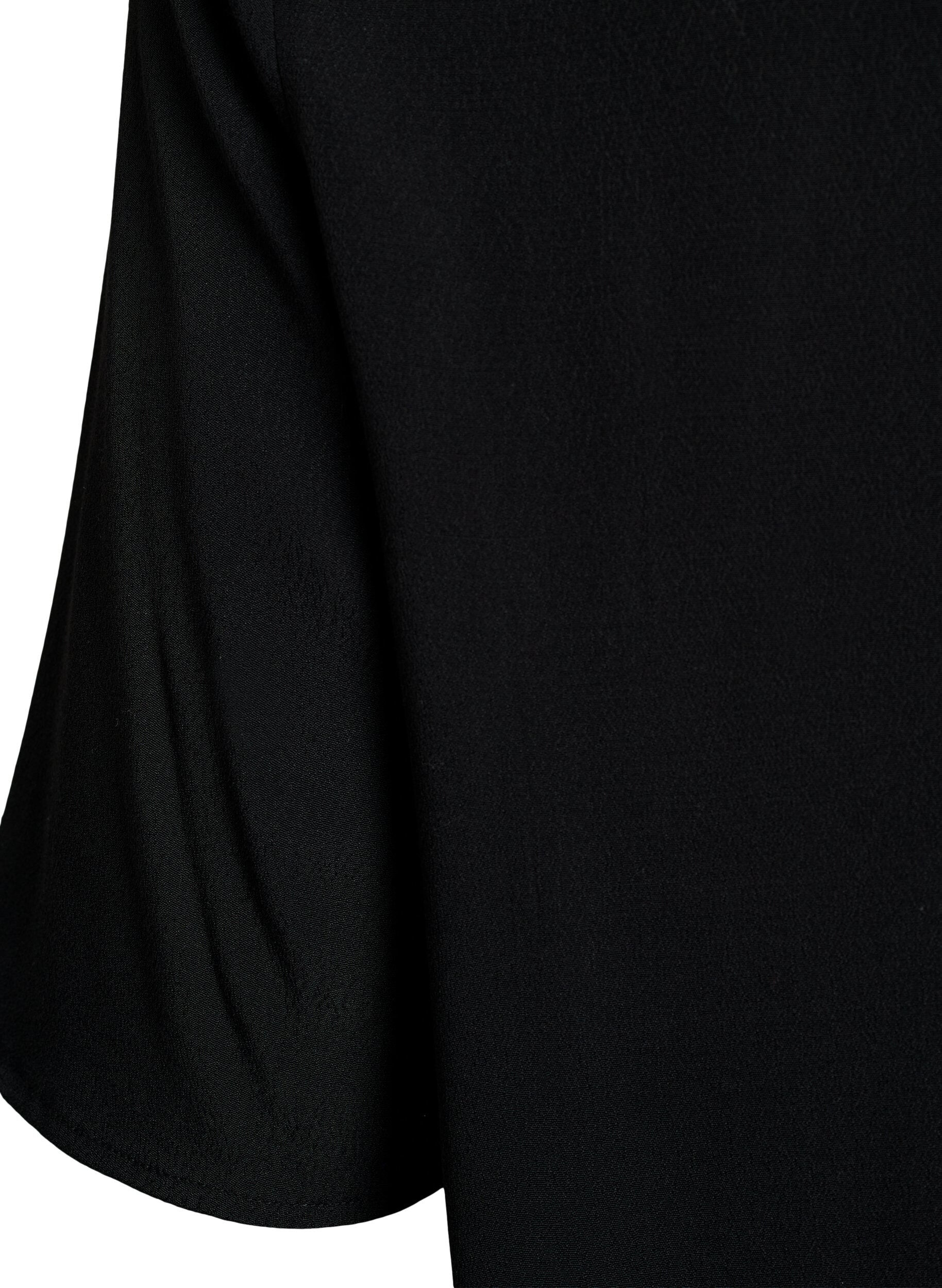 ZizziKurz&auml;rmelige Bluse aus Viskose, Schwarz, Packshot image number 3