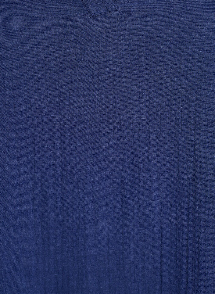 Kurzes A-Linien-Kleid aus Baumwollmusselin, Blau, Packshot image number 2