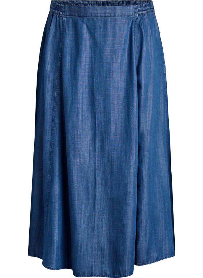 Maxirock aus Lyocell im Denim-Look, Blau, Packshot image number 0