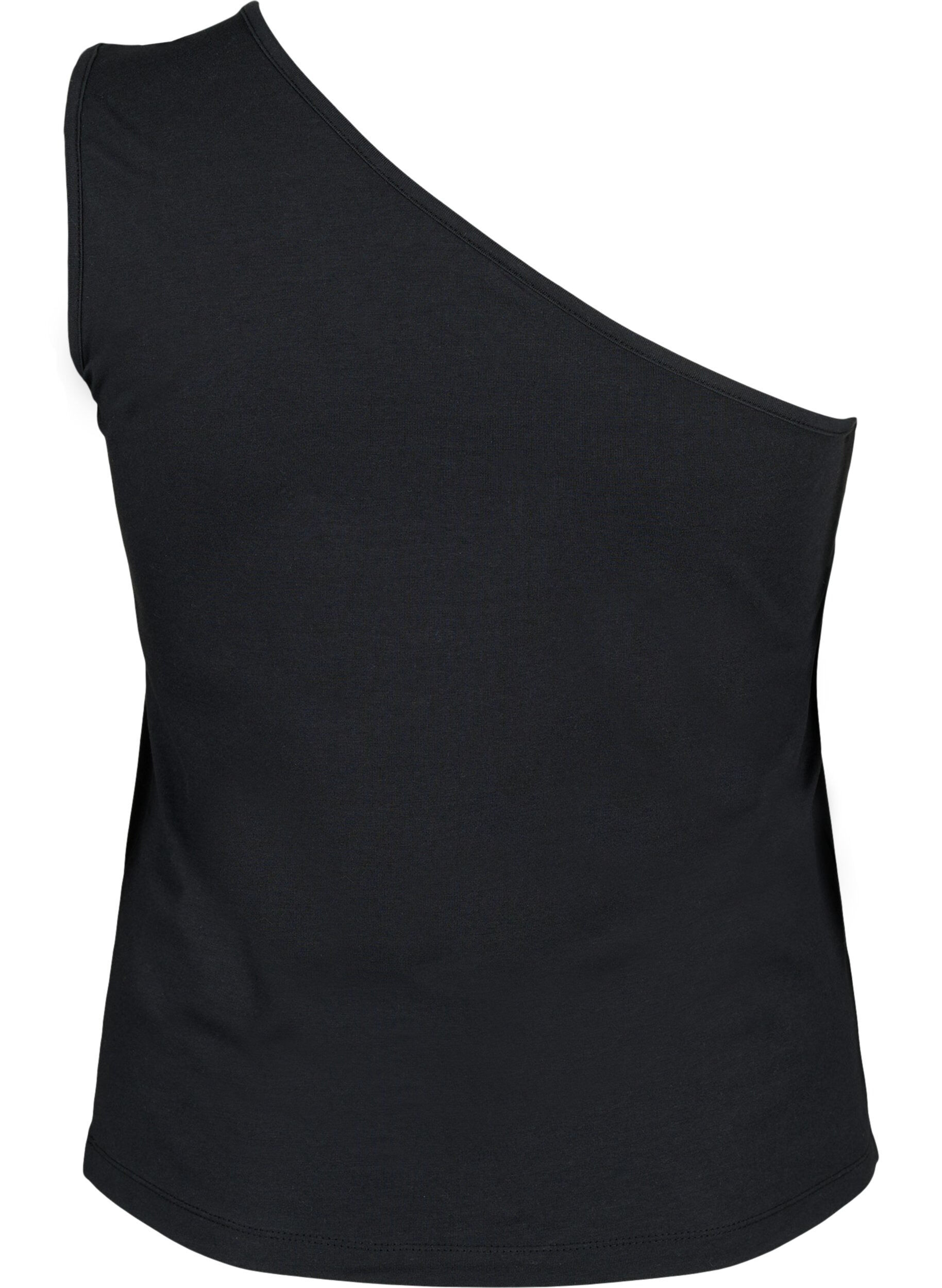 ZizziOne-Shoulder-Top mit Rose, Black, Packshot image number 1