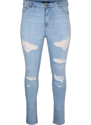 Slim-Fit-Jeans mit Abriebdetails, Light Blue, Packshot image number 0