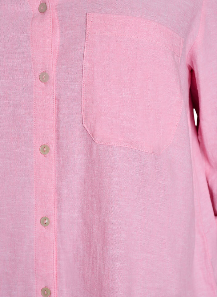 Bluse aus Leinen und Viskose mit 3/4-&Auml;rmeln, Pink, Packshot image number 2