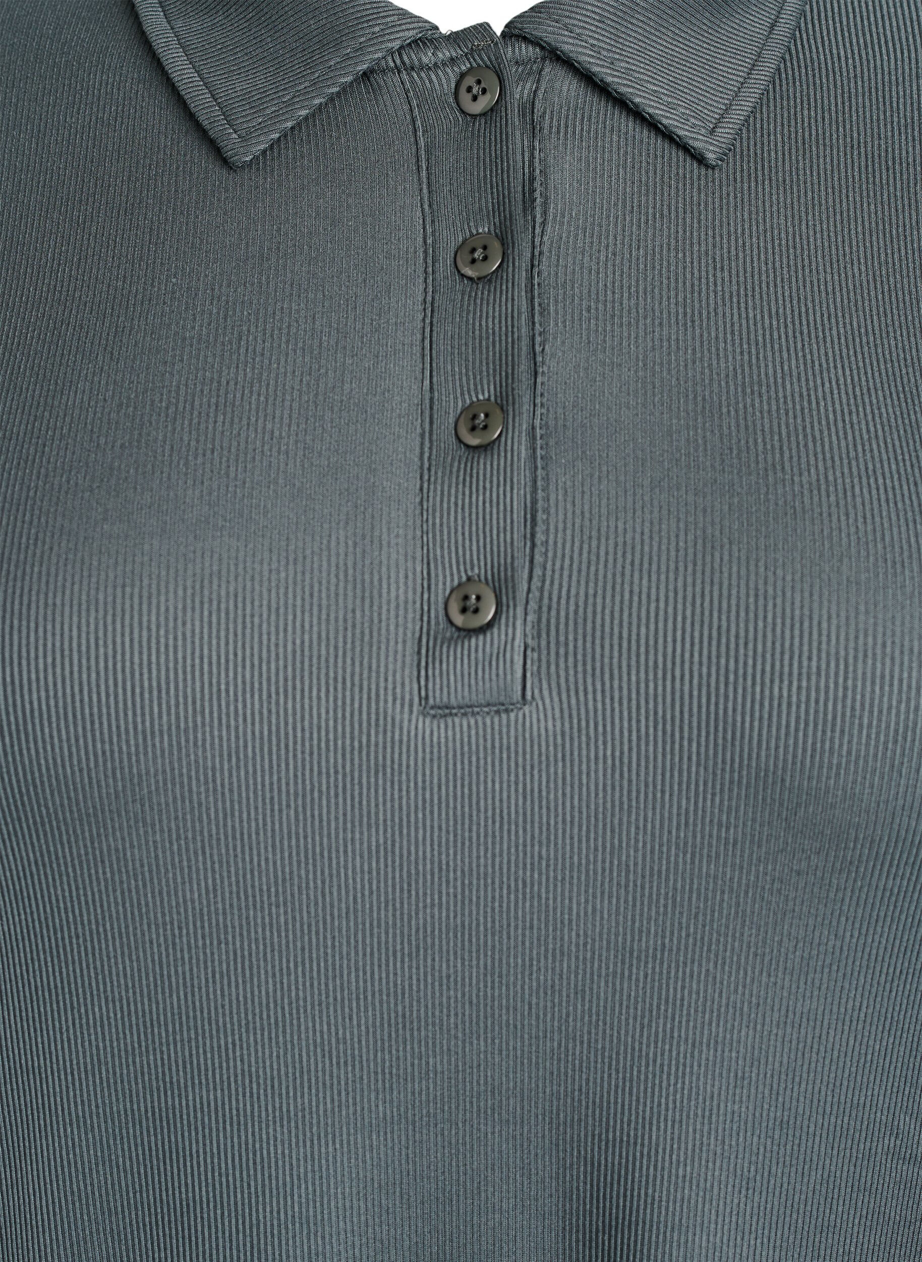 ZizziPoloshirt aus weichem Ripp mit langen &Auml;rmeln, Gr&uuml;n, Packshot image number 2