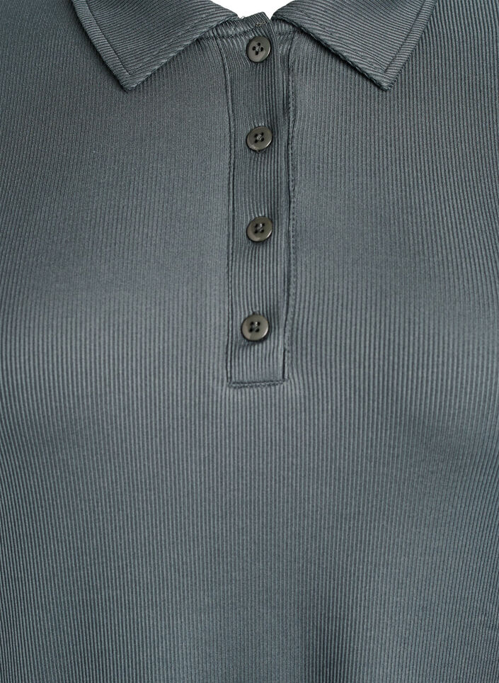 Poloshirt aus weichem Ripp mit langen Ärmeln, Grün, Packshot image number 2