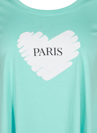 Kurzarm T-Shirt aus Baumwolle mit A-Linie, Aqua Sky PARIS, Packshot image number 2