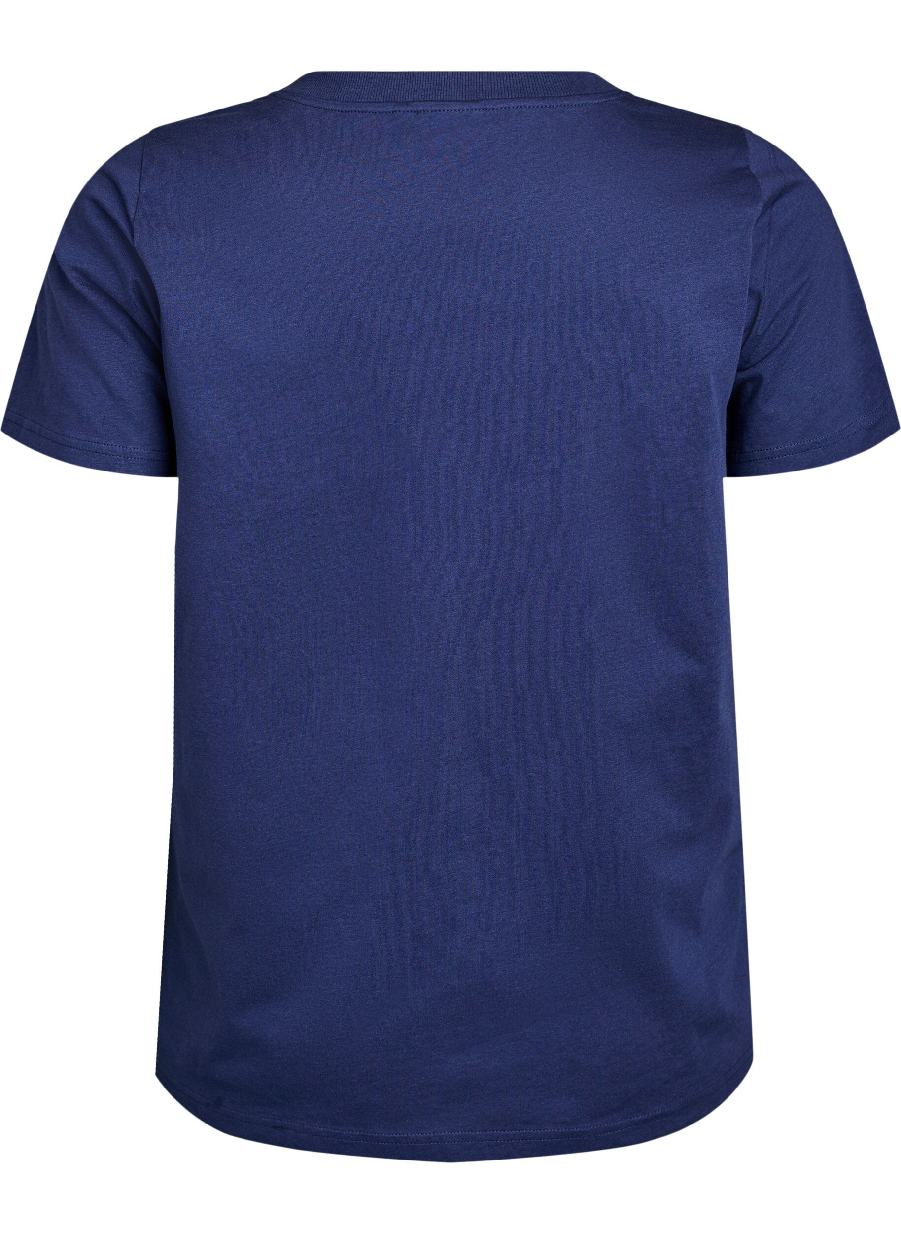 ZizziEinfaches T-Shirt aus Baumwolle mit V-Ausschnitt., Blau, Packshot image number 1