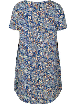 Kurzarmige Tunika mit Paisley-Print, Dark Blue Paisley , Packshot image number 1