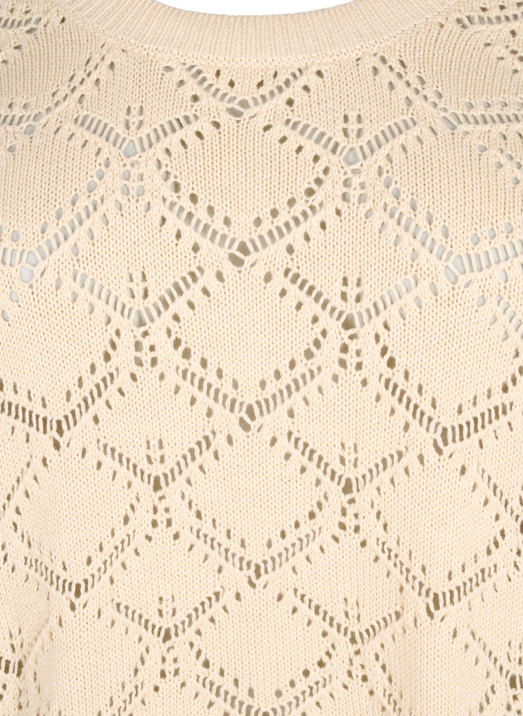 Zizzi Gestrickte Bluse mit Muschelmuster, Birch, Packshot image number 2