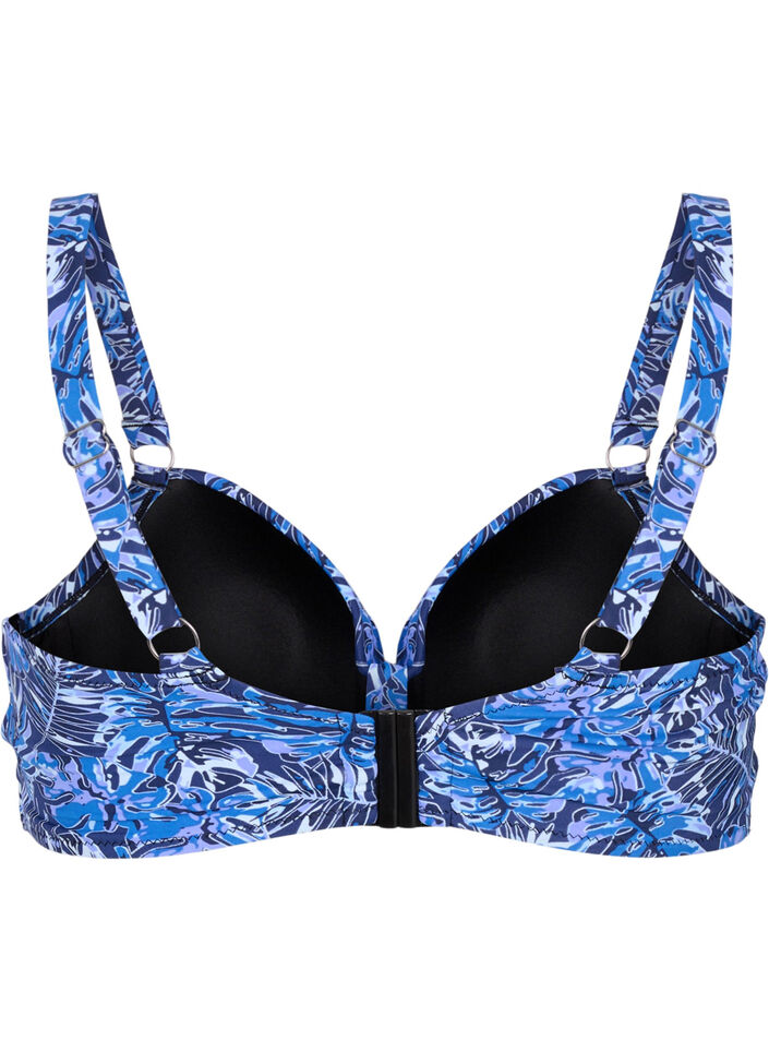 Bikinioberteil mit B&uuml;gel und Muster, Blau, Packshot image number 1