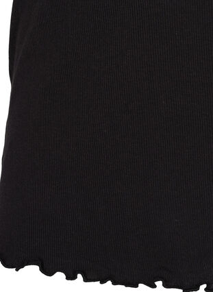 Kurzarm T-Shirt aus Ripp mit Spitze, Black, Packshot image number 3