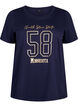 T-Shirt aus Baumwolle mit Textmotiv, Evening Blue w. 58, Packshot image number 0