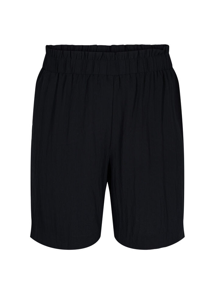 Lockere Shorts aus Viskose, Black, Packshot image number 0