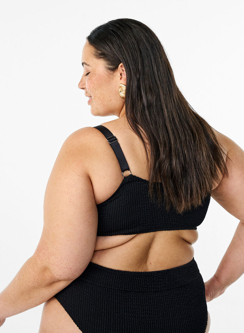 Bikinioberteil aus Krepp mit verstellbaren Trägern, Schwarz, Model image number 2