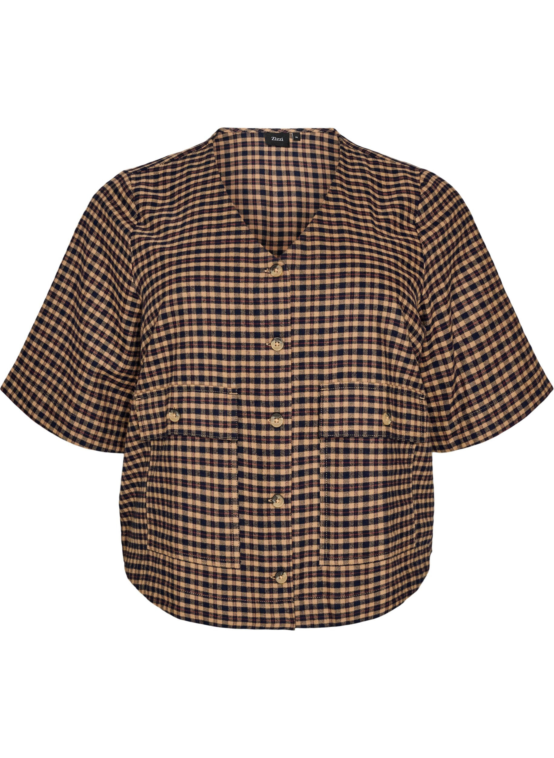 Karierte Bluse mit Brusttaschen