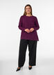 Jerseybluse mit asymmetrischem Spitzenbesatz, Lila, Model image number 1