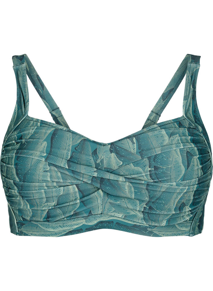 Wattierter Bikini-Oberteil mit Print, Grün, Packshot image number 0
