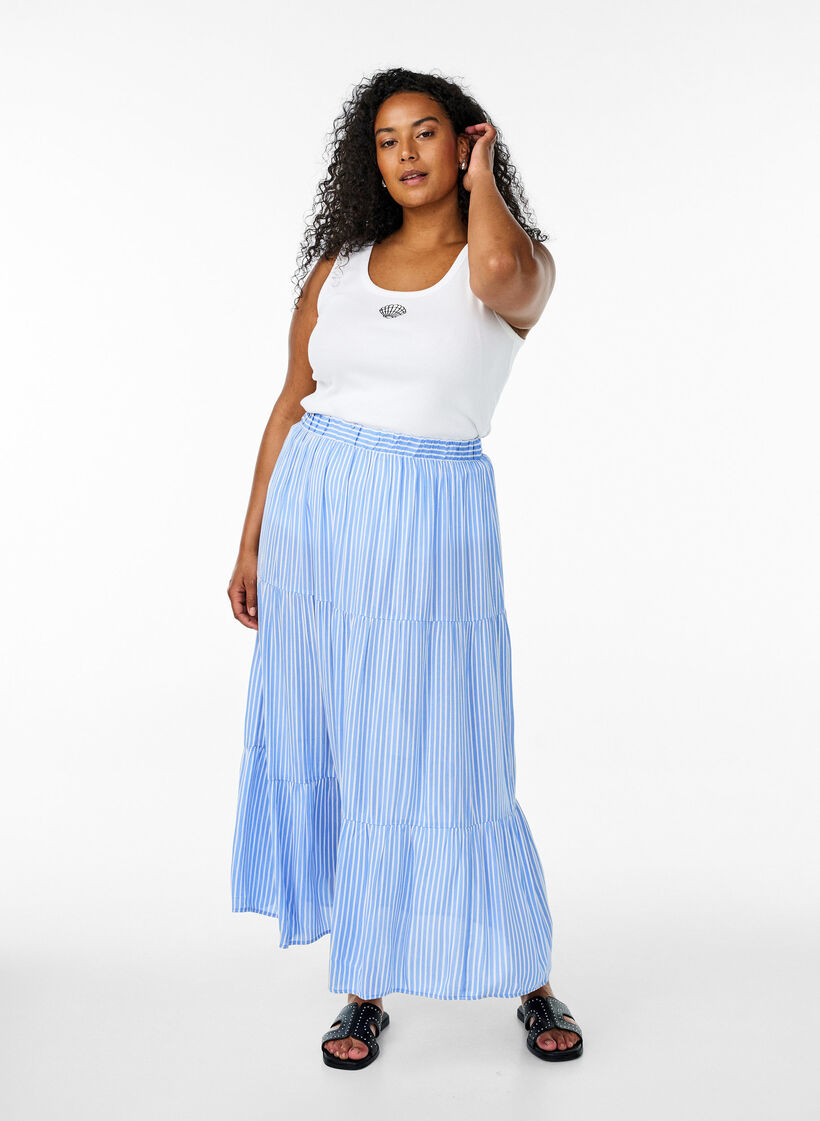 Tailleiertes Top mit Motiv, Wei&szlig;, Model image number 1