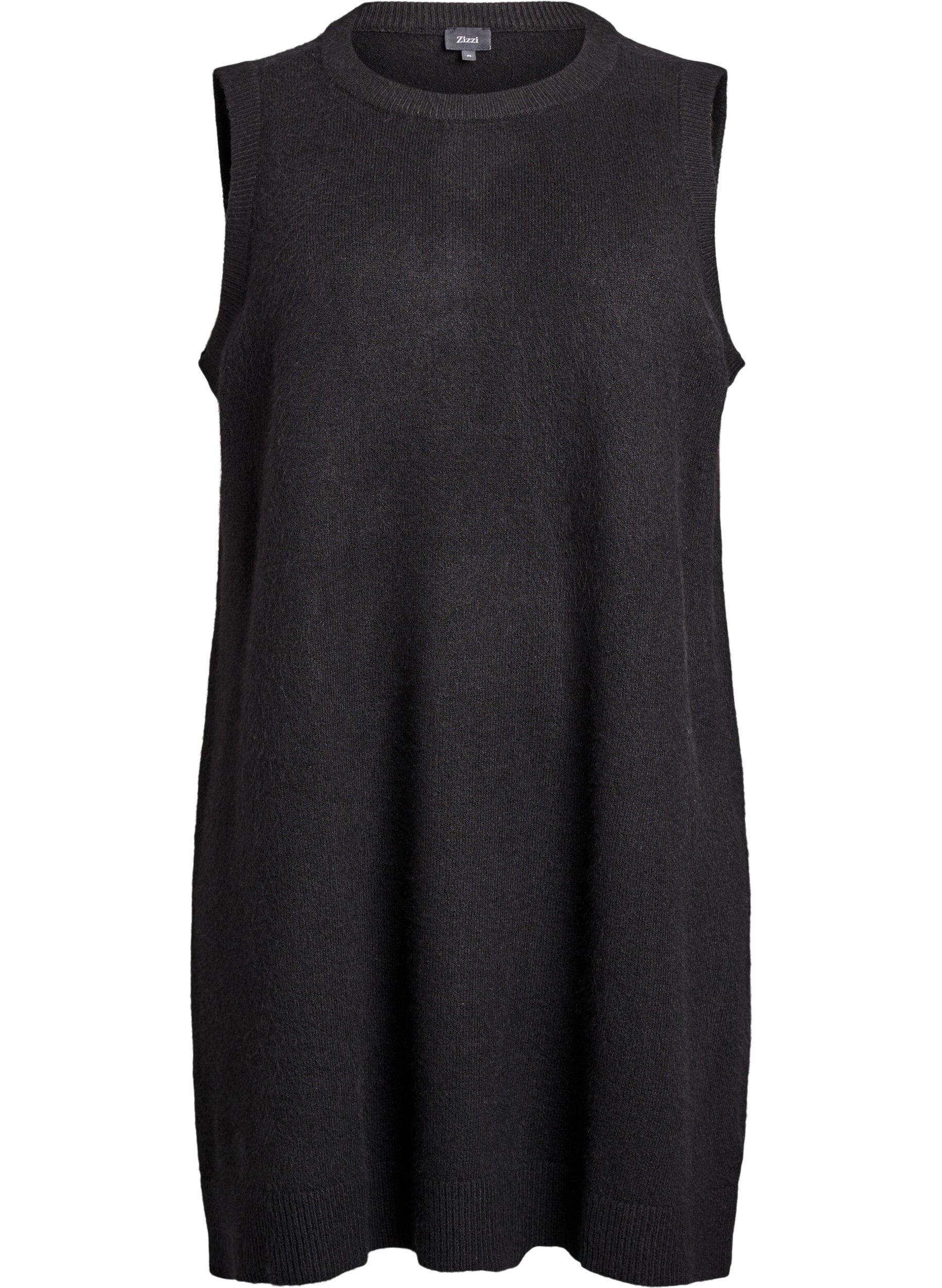 ZizziKurzes &auml;rmelloses Strickkleid, Schwarz, Packshot image number 0