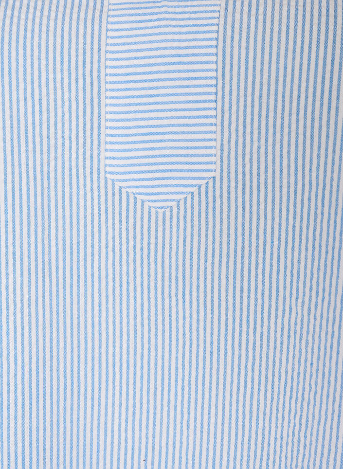 Gestreiftes Kleid aus Baumwolle mit R&uuml;schen und A-Linien-Schnitt, Blau, Packshot image number 2