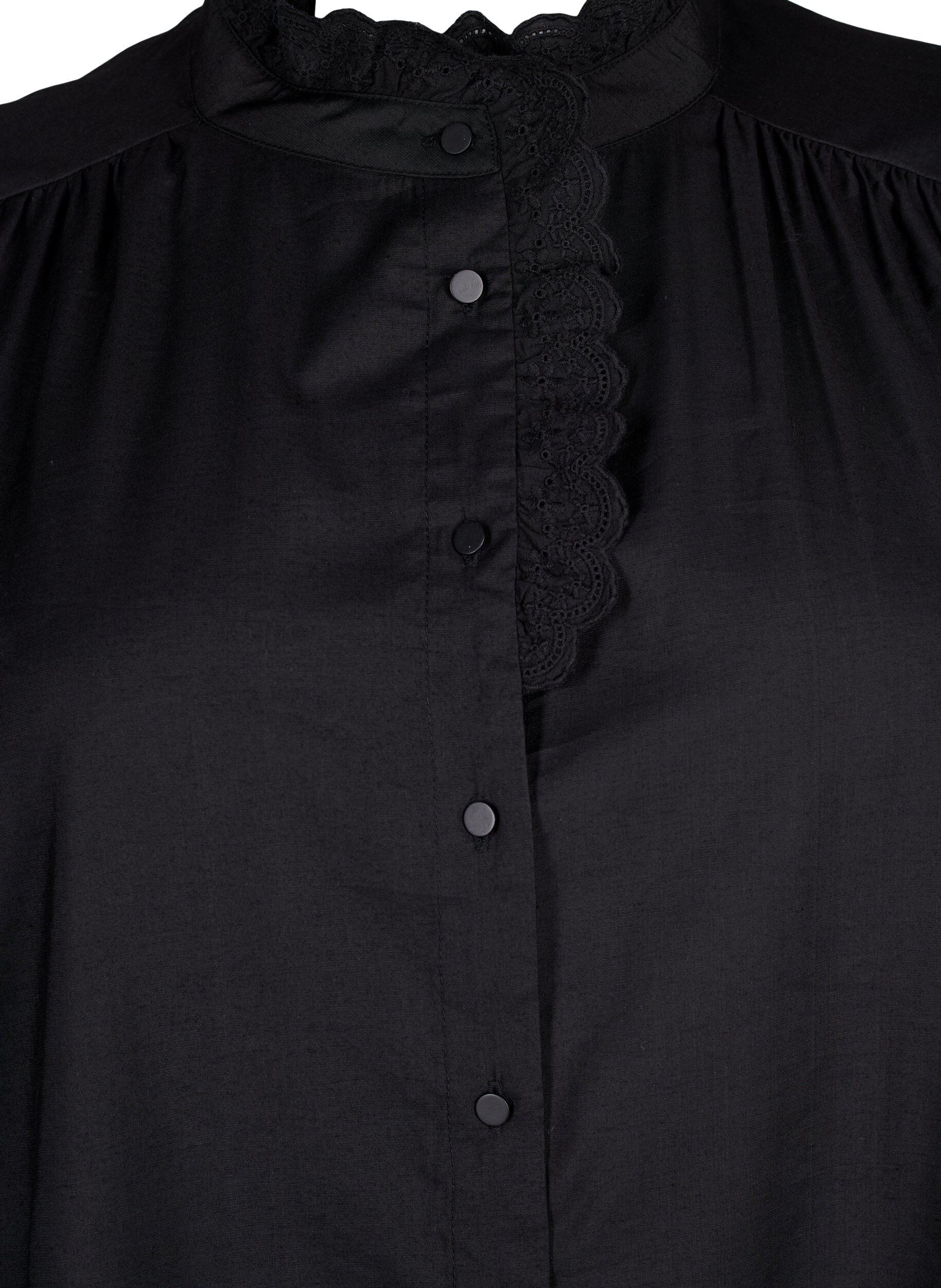 ZizziViskose Shirt Bluse mit Ruffles, Black, Packshot image number 2