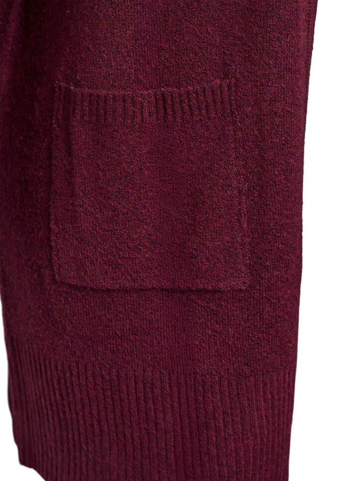 Strickjacke mit Rippenstrick und Taschen, Dunkles Bordeaux, Packshot image number 2