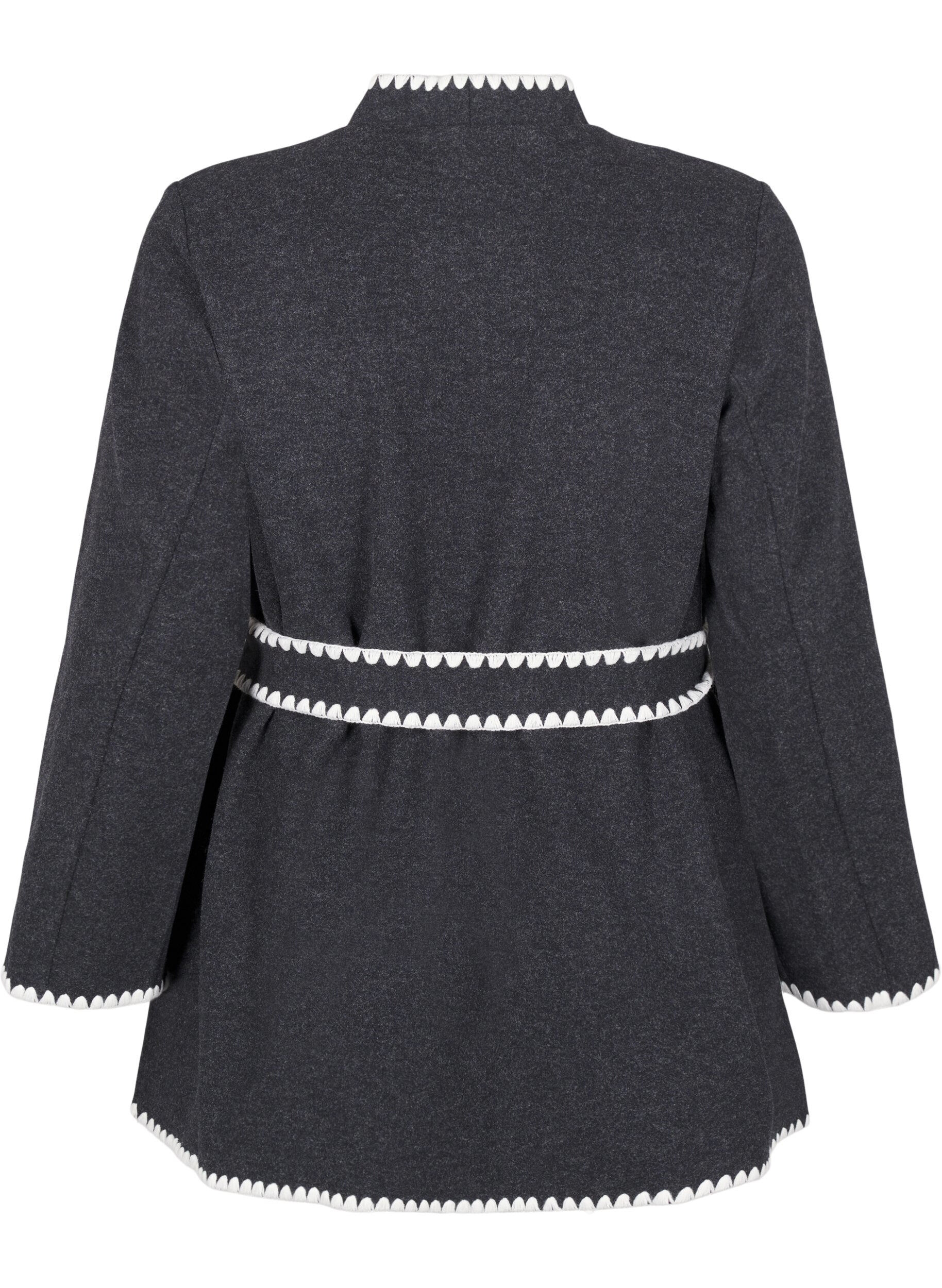 ZizziMantel mit kontrastfarbenen R&auml;ndern, Dark Grey Melange, Packshot image number 1