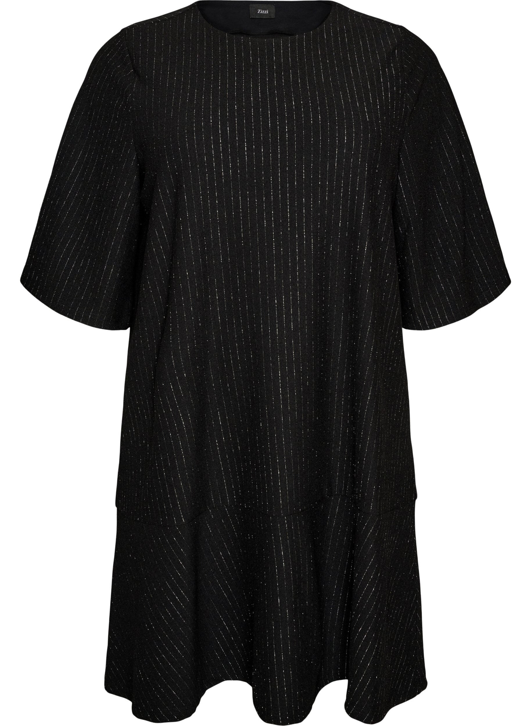 Kurzes A-Linien-Kleid mit Glitzerstreifen