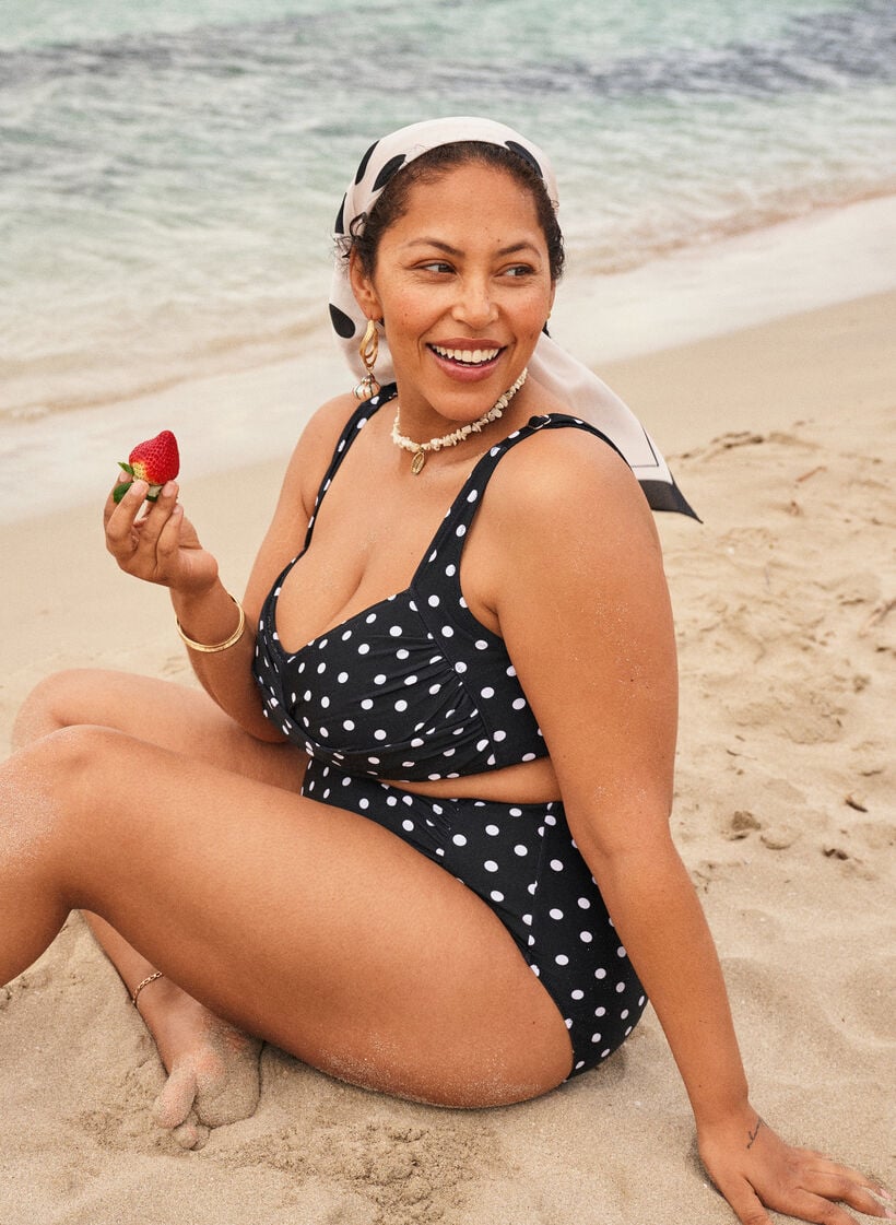 Wattierter Bikini-Oberteil mit Print, Schwarz, Image image number 0