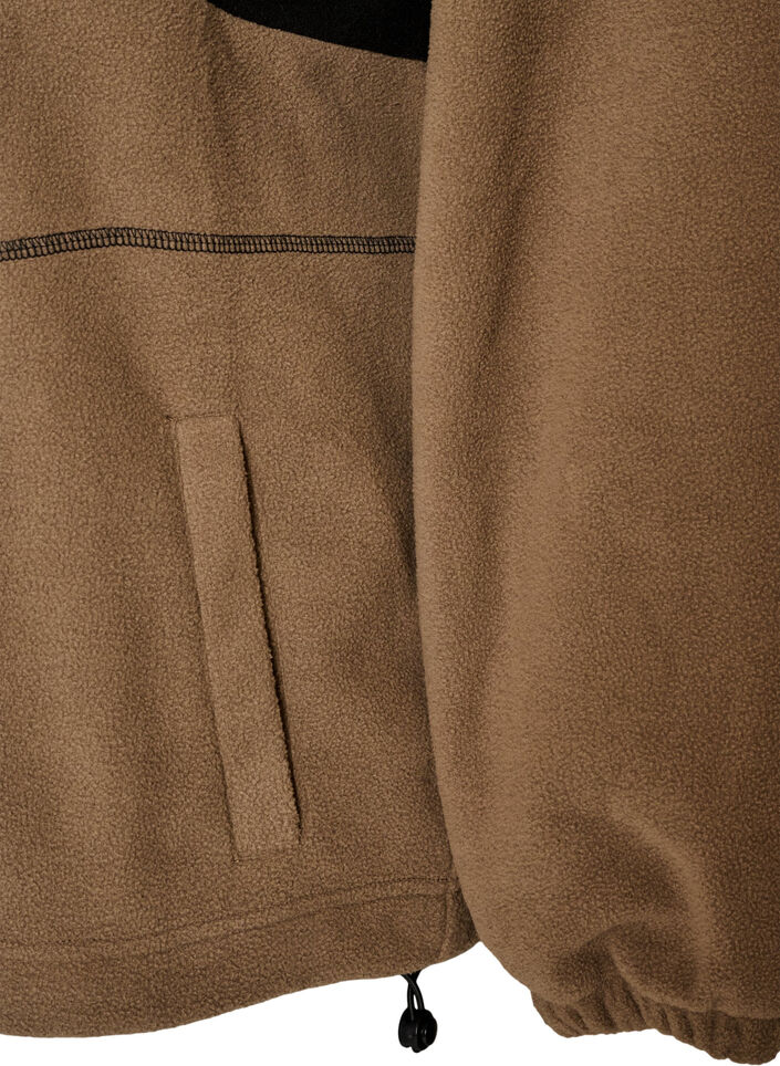 Anorak aus Fleece mit Kapuze und Kontrasteinsatz, Braun, Packshot image number 3