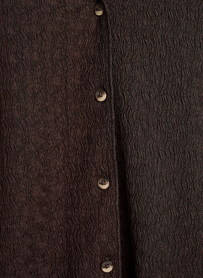 &Auml;rmelloses Top mit welliger Struktur und Knopfverschluss, Braun, Packshot image number 2