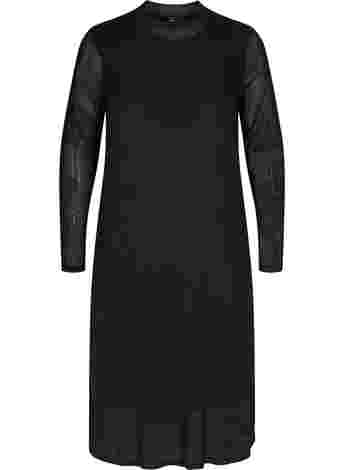 Langarm Midi-Kleid in Mesh