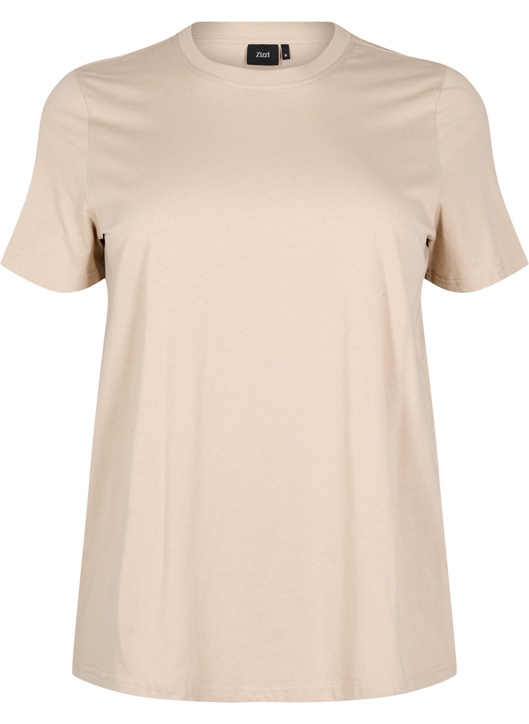 ZizziBasic-T-Shirt aus Baumwolle mit Rundhalsausschnitt, Beige, Packshot image number 0