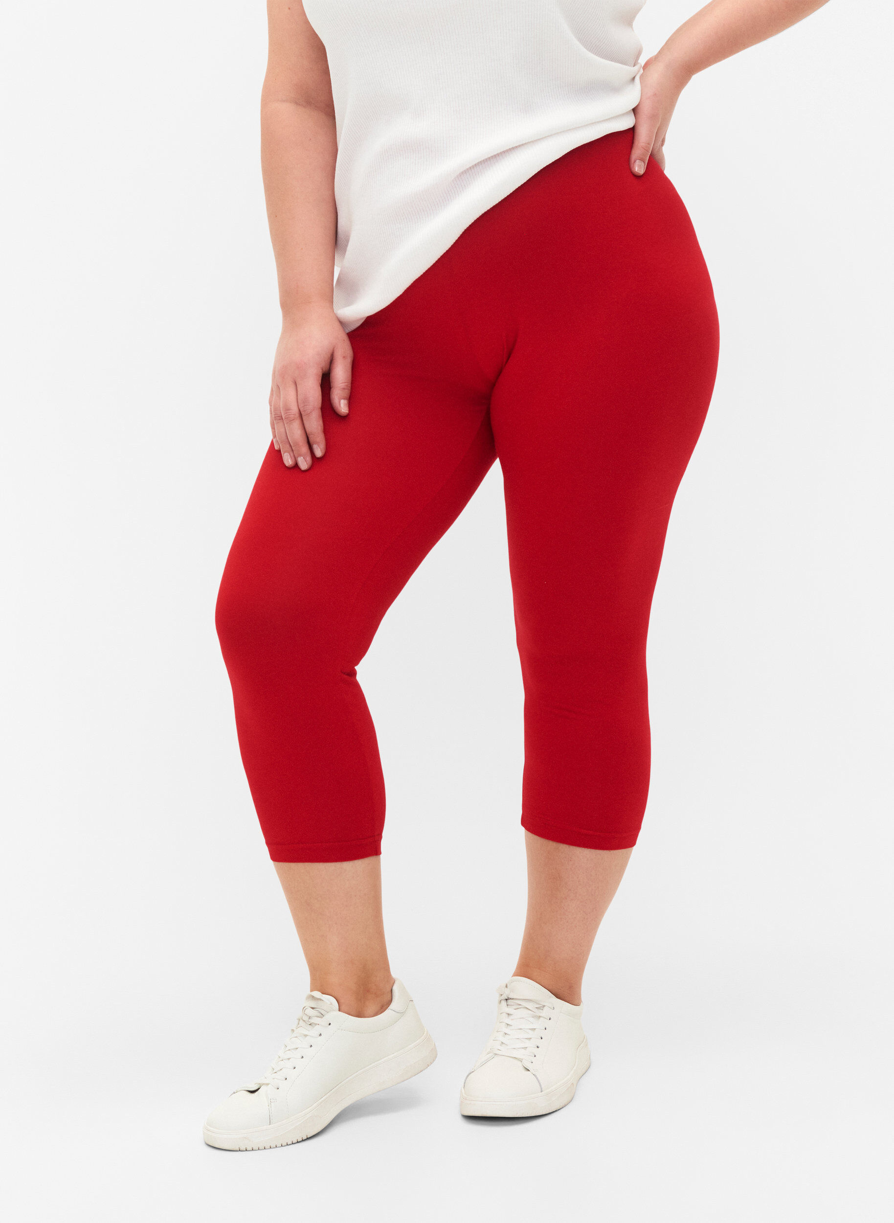 ZizziBasic 3/4-Leggings aus Viskose, Rot, Model image number 0