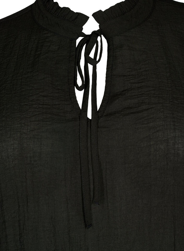  Viskosebluse mit Schößchen, Schwarz, Packshot image number 2