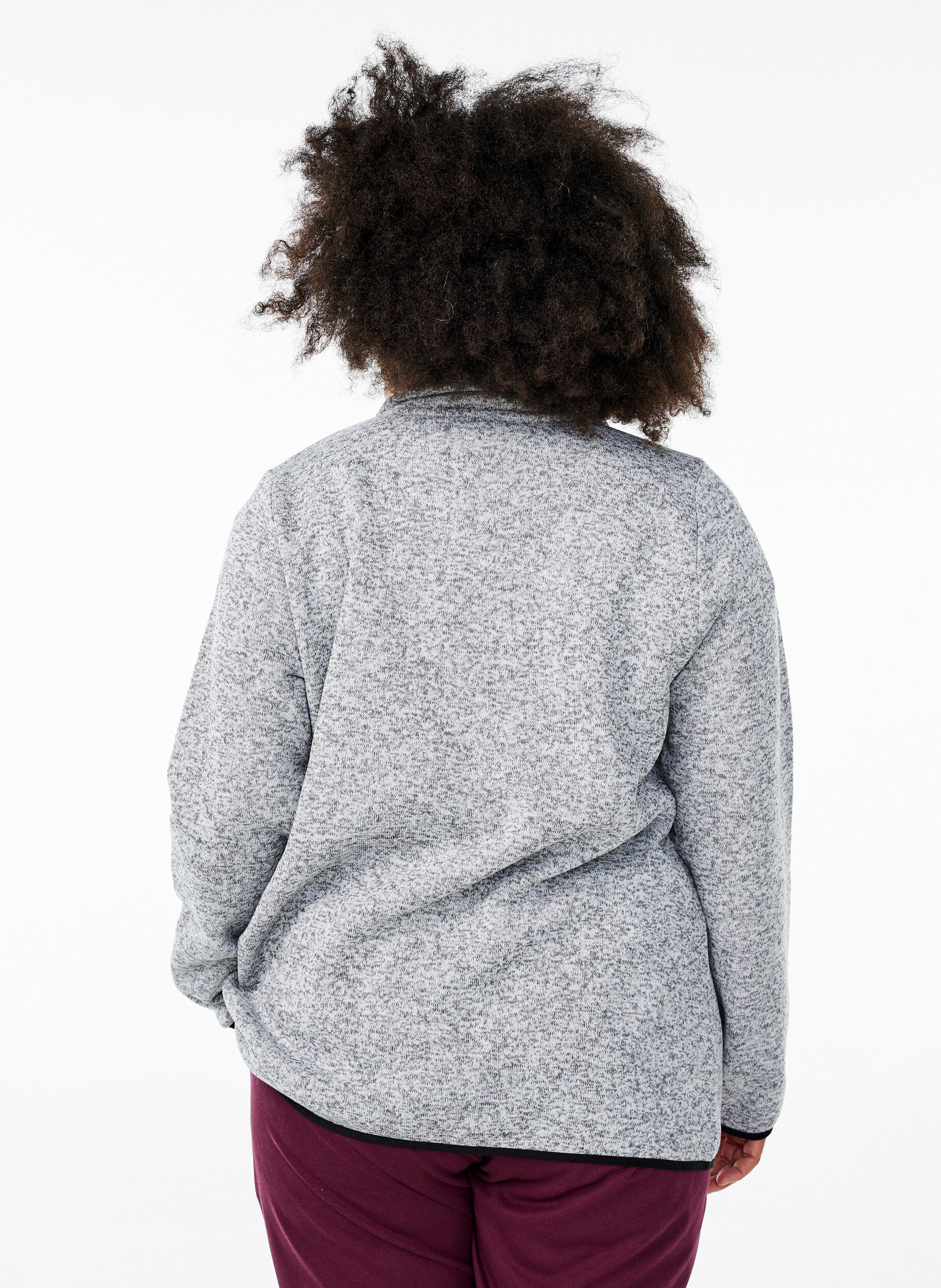 ZizziJersey-Cardigan mit hohem Kragen und Rei&szlig;verschluss, Grau, Model image number 2